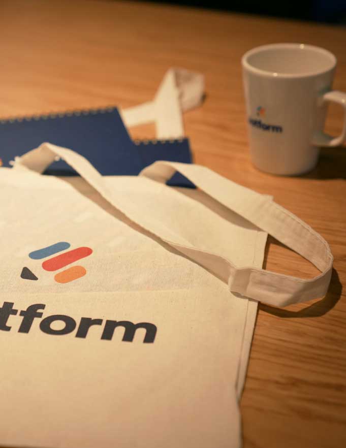 Photo of Jotform logo on vinyl bag. Photo by Jotform on Unsplash